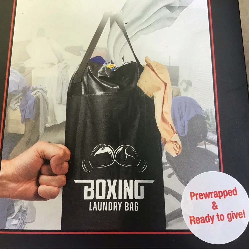 🎄🎅🏻 NIB Pre Wrapped Throw in the Towel Punching Laundry Bag, Great Gift!